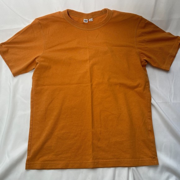 Uniqlo U Classic 100% Cotton Orange Crew Neck Size Small - Picture 5 of 6